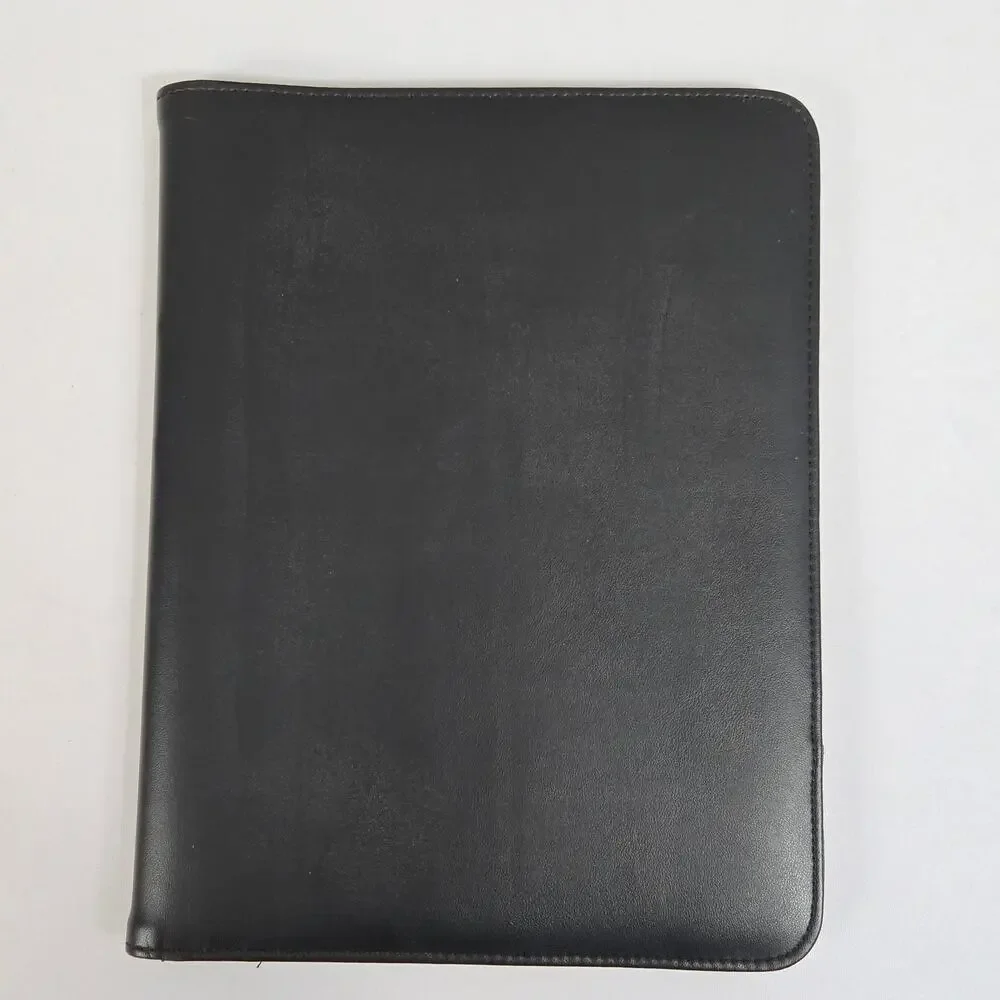 Classic Business Executive Padfolio Padded Faux Leather Black 10 x 13